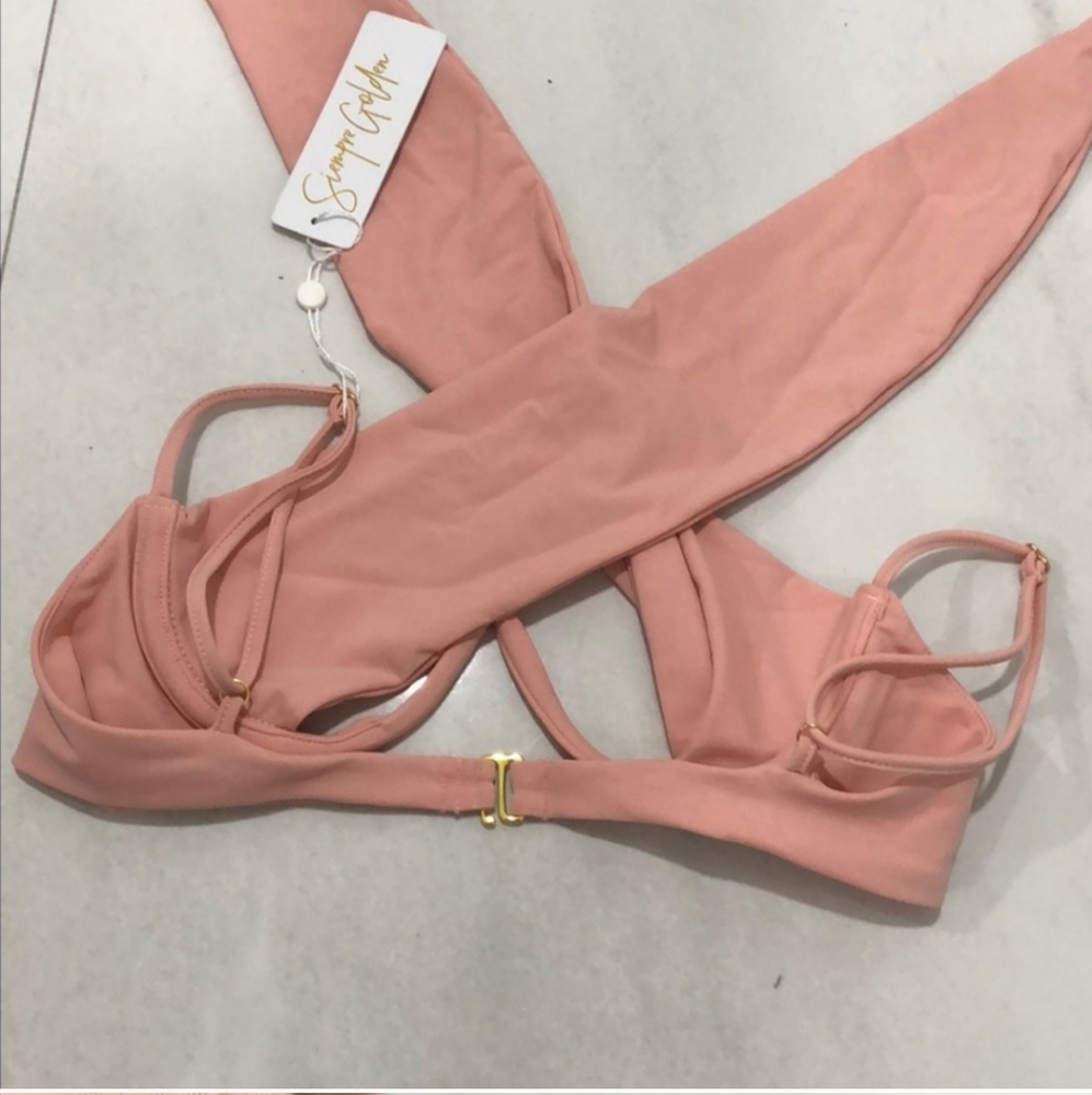 🌸 GOLDEN- Super Sexy BIKINI TOP Tie Front - Picture 8 of 9